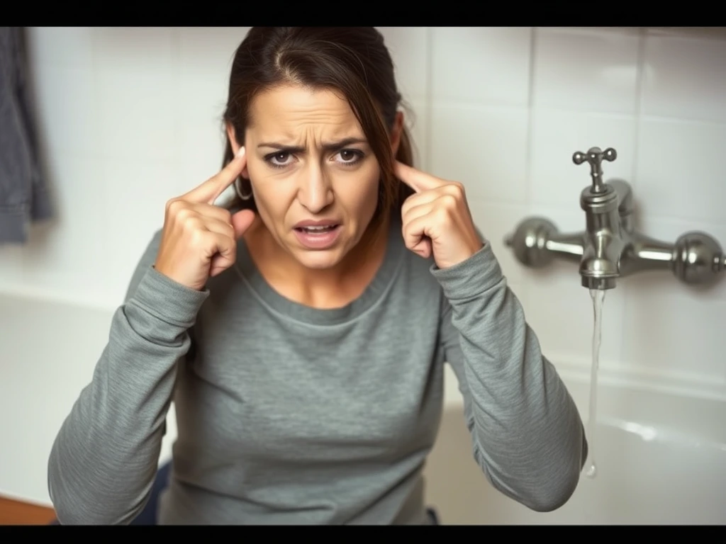 Misofonie, vrouw wordt gek van het geluid waterdruppels
