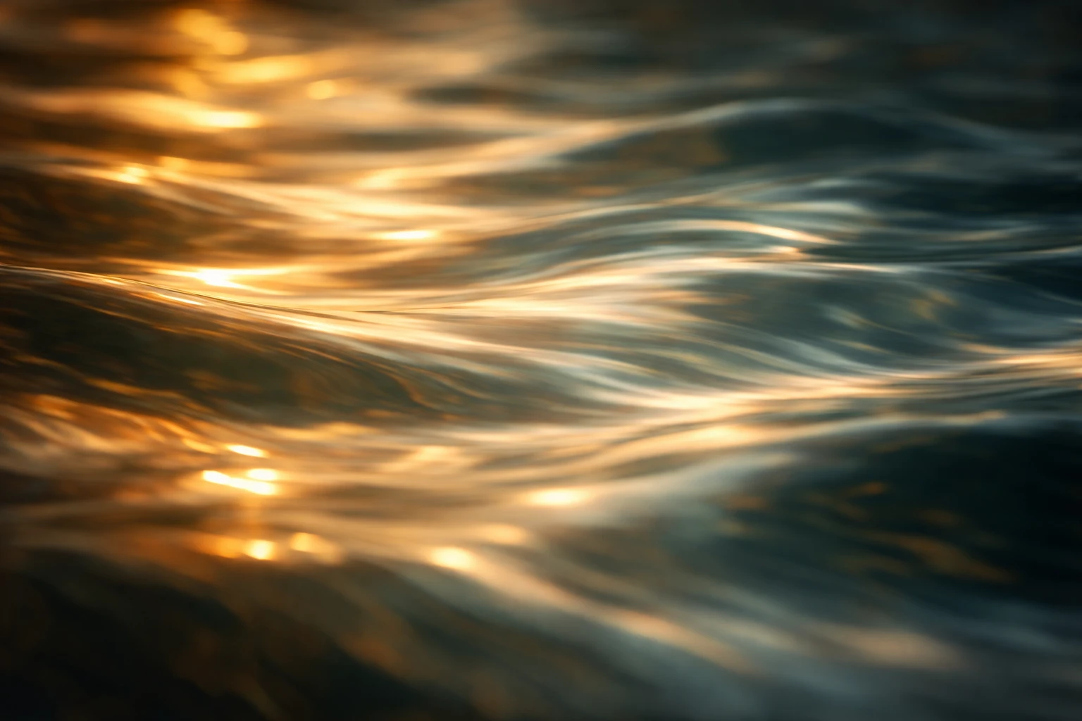 Zachte golvende patronen in water met magisch zonlicht — ritme en regelmaat als metafoor voor herstel van het zenuwstelsel bij volwassenen